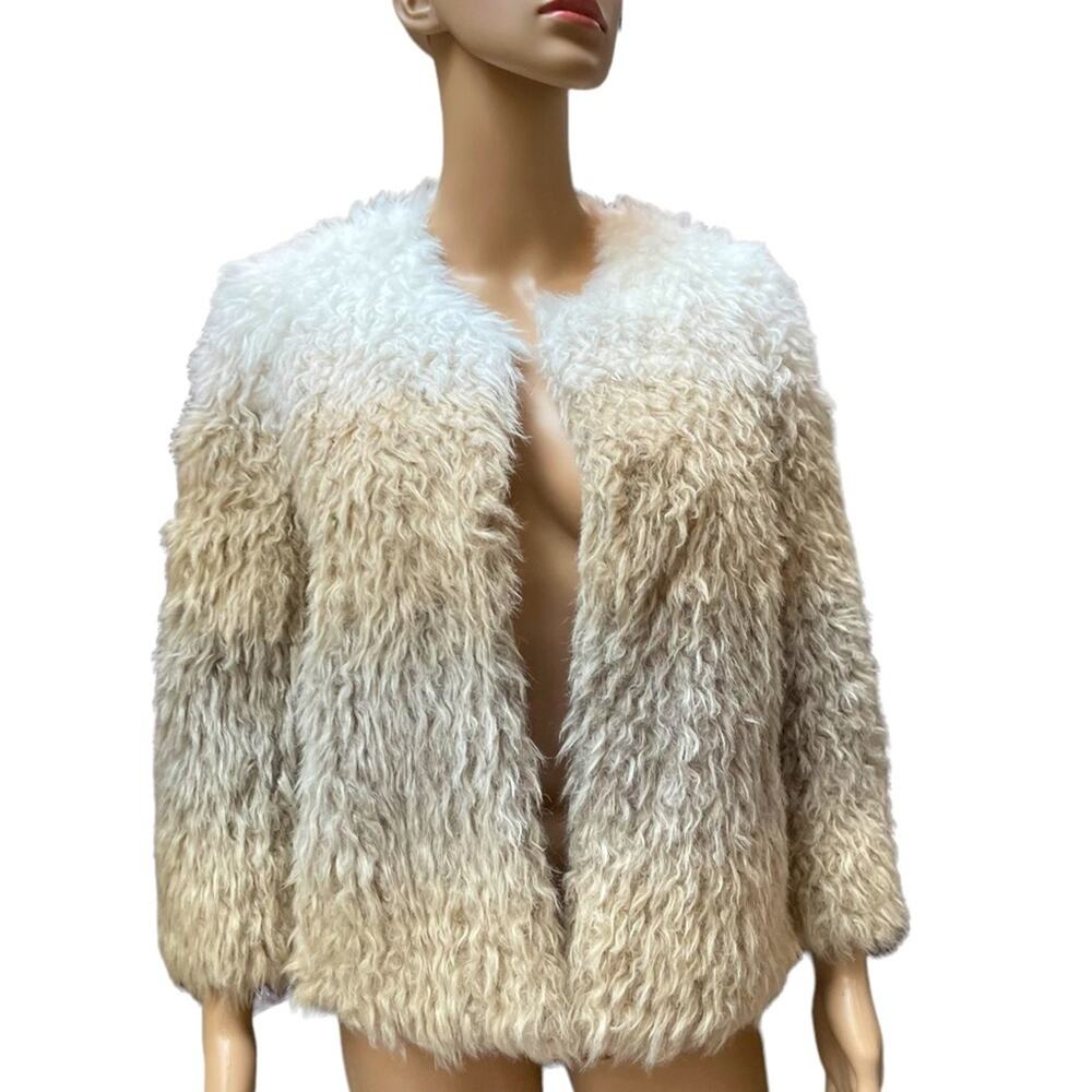 a.n.a. Faux Fur Coat Cream Combo boho Size Medium